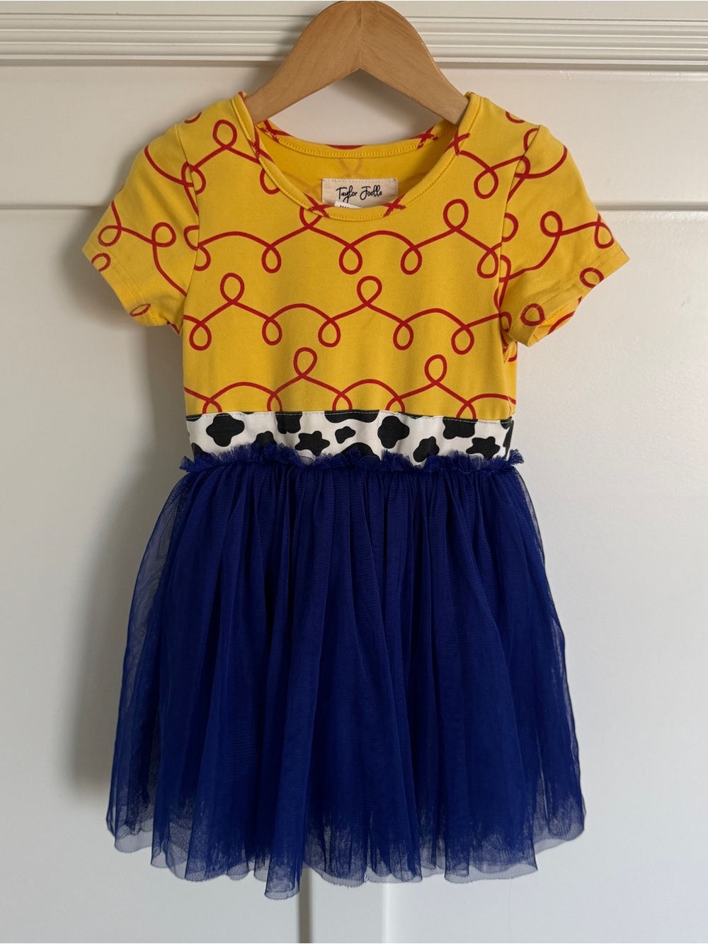 Girls Yellow & Navy Patterned Tulle Dress by Tutu Dolls